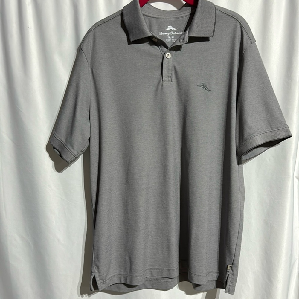 Tommy Bahama Men Gray Polo Shirt Size M